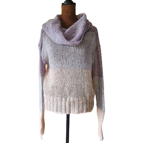 Anthropologie Sweaters - Knitted‎ Knotted Anthropologie Sheer Cowl Neck Colorblock Mohair Blend Sweater S